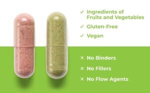 balance of nature fruits and veggies supplements whole fruit and vegetable ingredients for women, men, and kids 90 fruit capsules, 90 veggie capsules 1 set