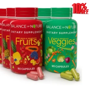 balance of nature fruits and veggies supplements whole fruit and vegetable ingredients for women, men, and kids 90 fruit capsules, 90 veggie capsules 1 set